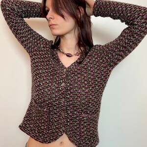 Charter Club Chunky Crochet Knot Cardigan w/ Pockets and Abalone Shell Buttons